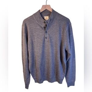 Jos. A. Bank Merino Wool 1/4 Button-Up Sweater Brown Size Medium